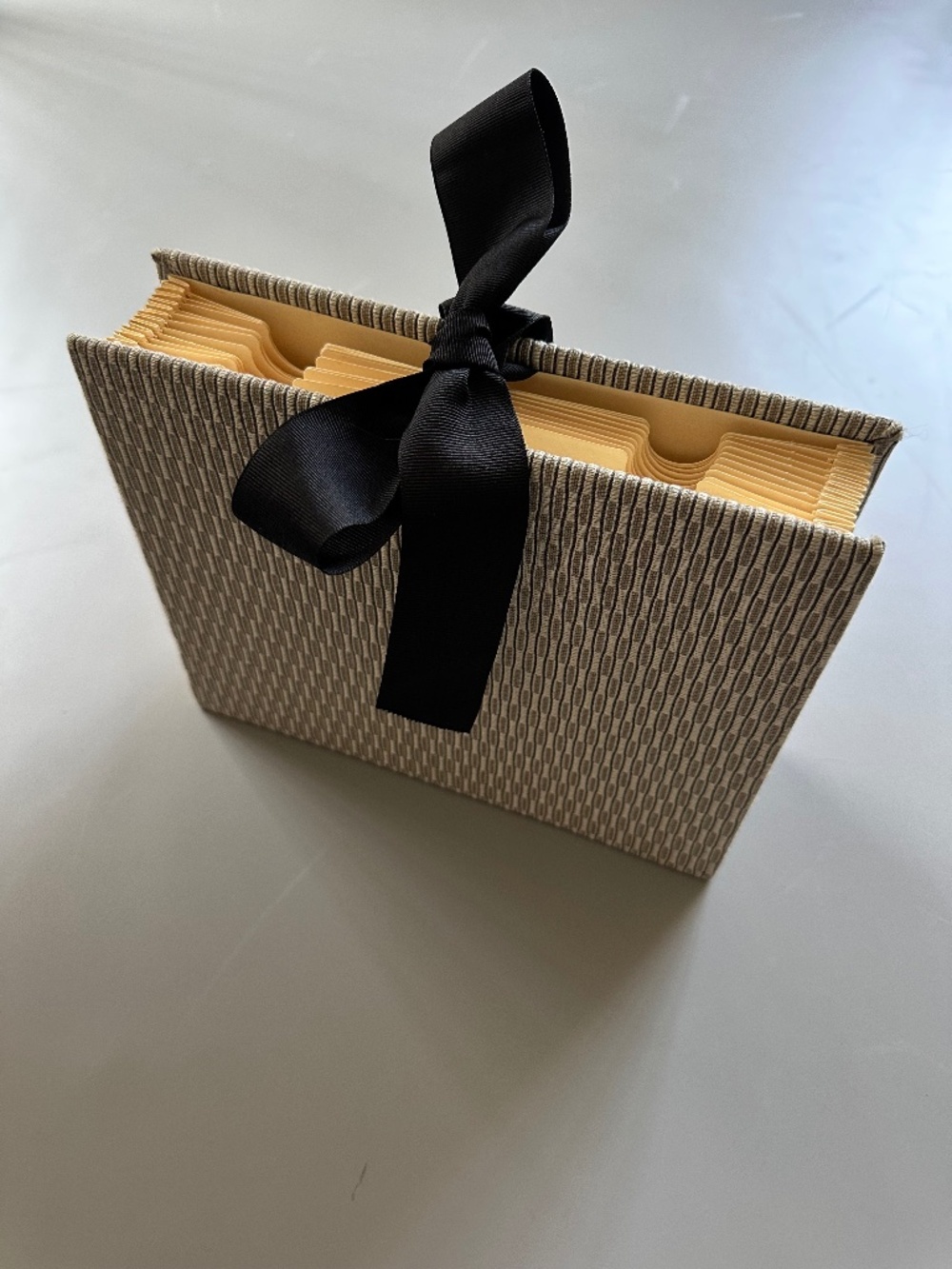 Fabric-Wrapped Expandable File Folder with Bow
